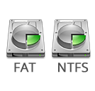 supports NTFS and FAT file formats
