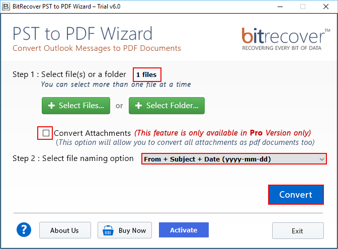 Convert PST to PDF Adobe Acrobat screenshot