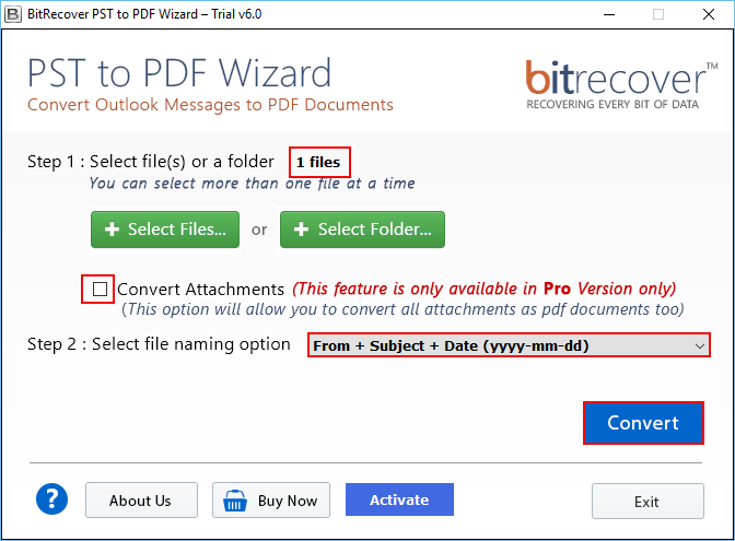 PST to PDF Conversion Tool