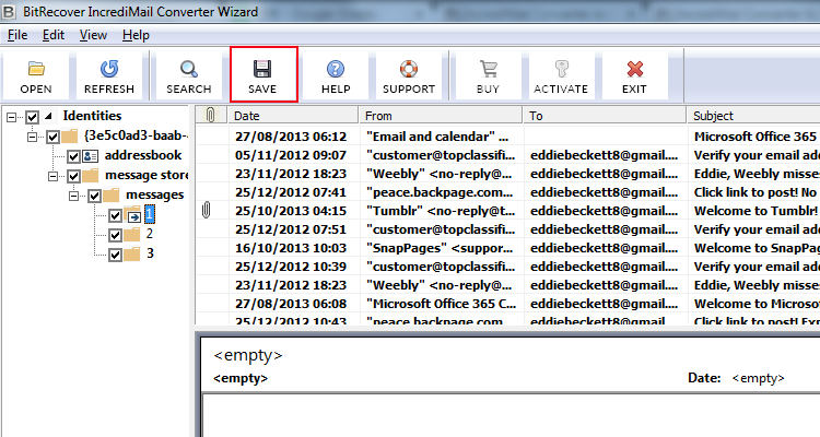 Export Emails From Incredimail to Outlook 2010