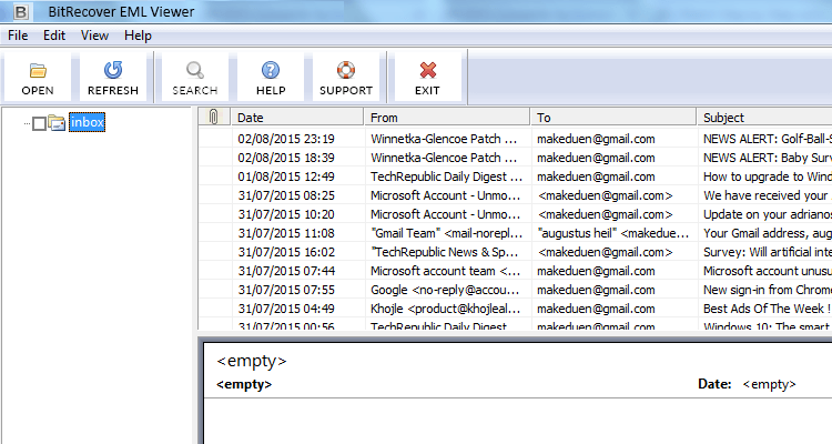 Read EML files Windows 8 screenshot
