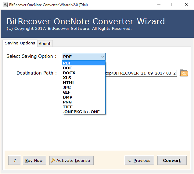 OneNote to PDF Converter screenshot