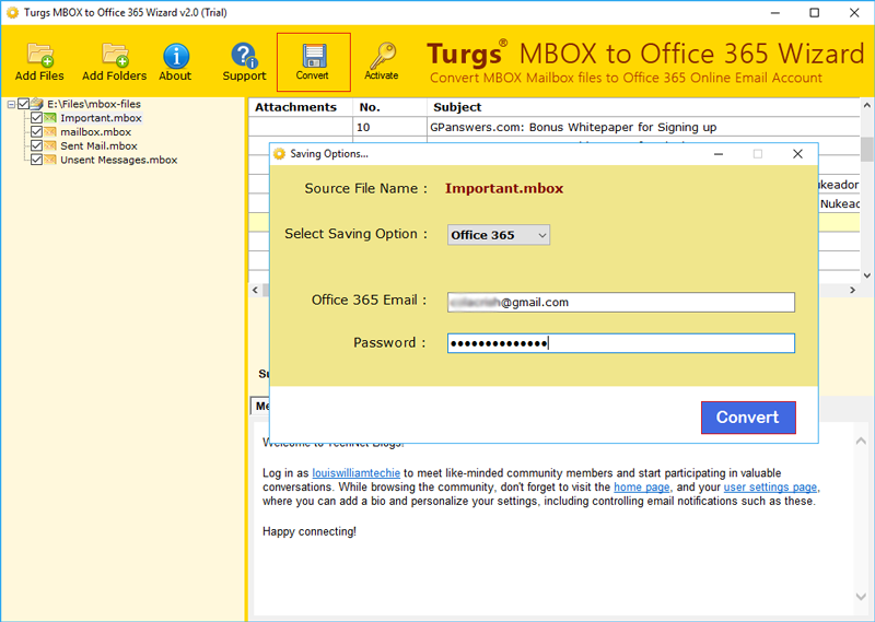MBOX To Office 365 Converter screenshot
