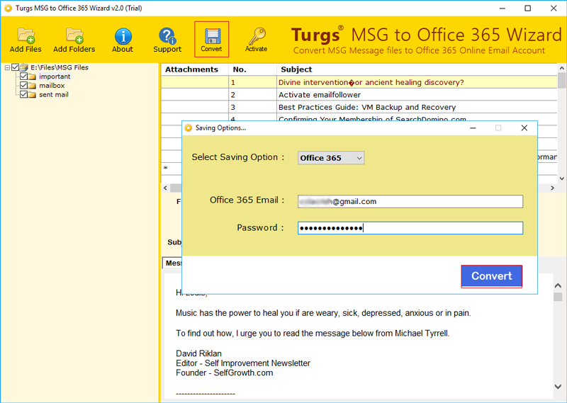 MSG To Office 365 Converter screenshot