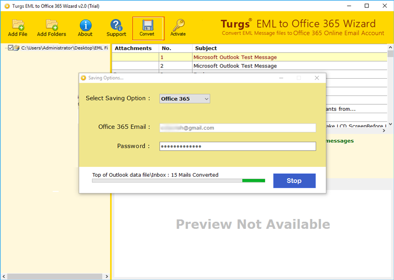 EML To Office 365 Converter screenshot