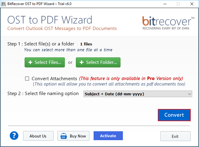 OST To PDF Exporter screenshot