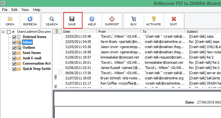 Import PST Files to Zimbra Desktop screenshot