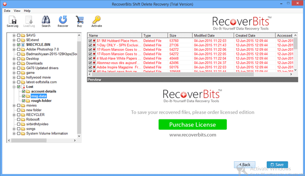 Click to view Recover Shift Deleted Folder 2.0 screenshot